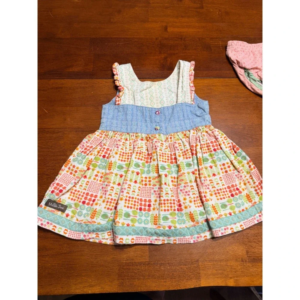 Matilda Jane Girls Dress Bloomers Set 12-18M Multi Patchwork Floral Ruffle Boho